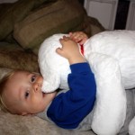 It looks like he's hugging her, here, but he actually has her in his guard.