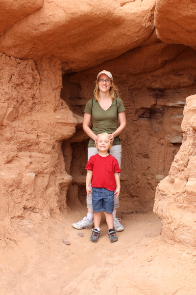 Debi and Toren exploring a little cave.