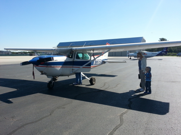 Debi and Toren waiting to board our plane