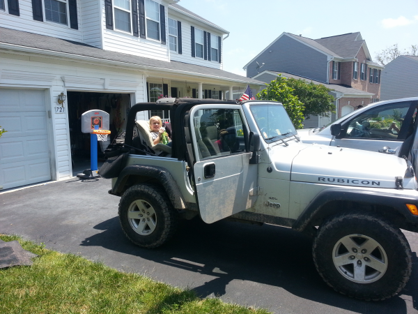 Toren getting ready for a ride in the Jeep