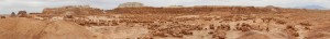 And a panorama of the awesomeness that is Goblin Valley (click for larger size)