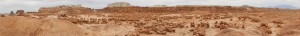 And a panorama of the awesomeness that is Goblin Valley (click for larger size)