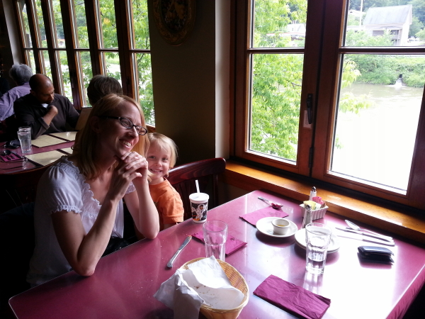 Debi and Toren after lunch on the river in Montpelier