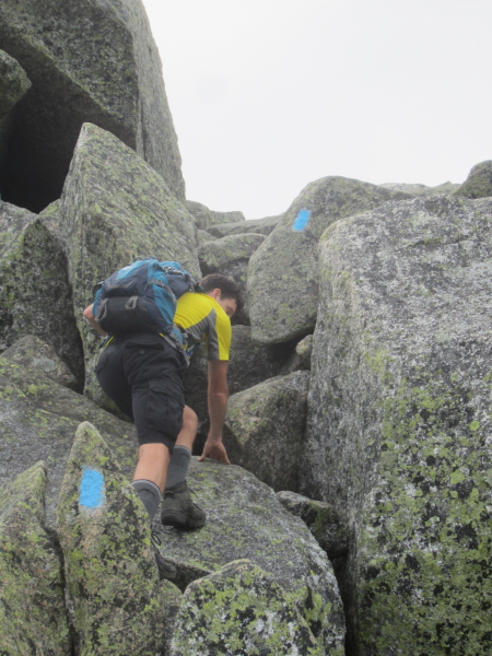 Scrambling up Dudley Trail