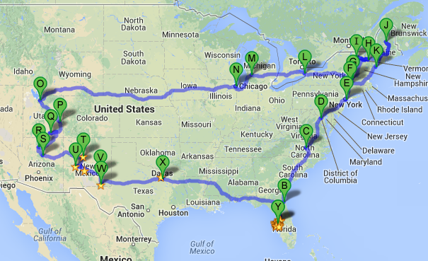 Rough outline of the entire trip.