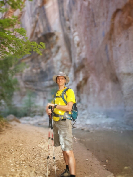 posing in The Narrows