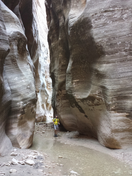 deep in a slot canyon