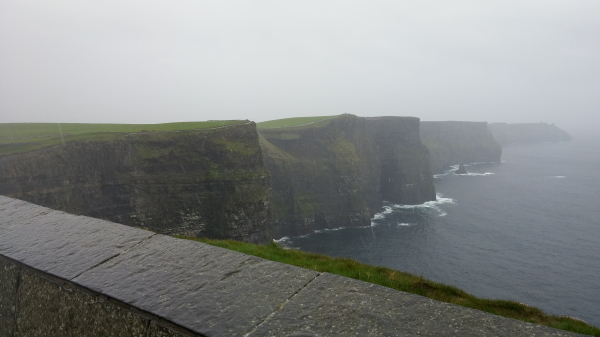 Cliffs of Moher from near the Visitor's Center. You can almost see the Moher Tower on the very last cliff to the right in this photo.