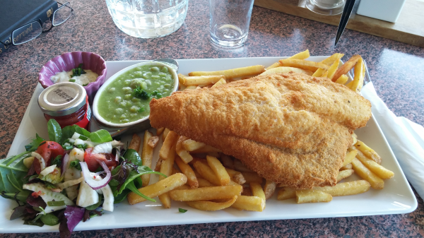 Fish and chips at the Killarney Golf and Fishing Club.