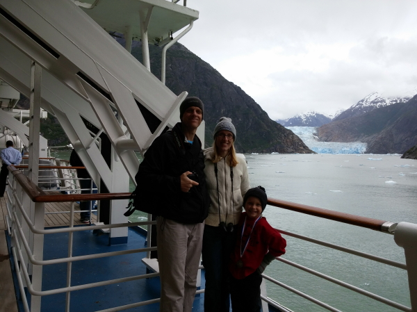 All three of us glacier watching