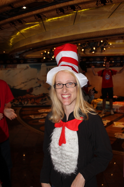 An impromptu costume refusal led to Debi being the Cat in the Hat.