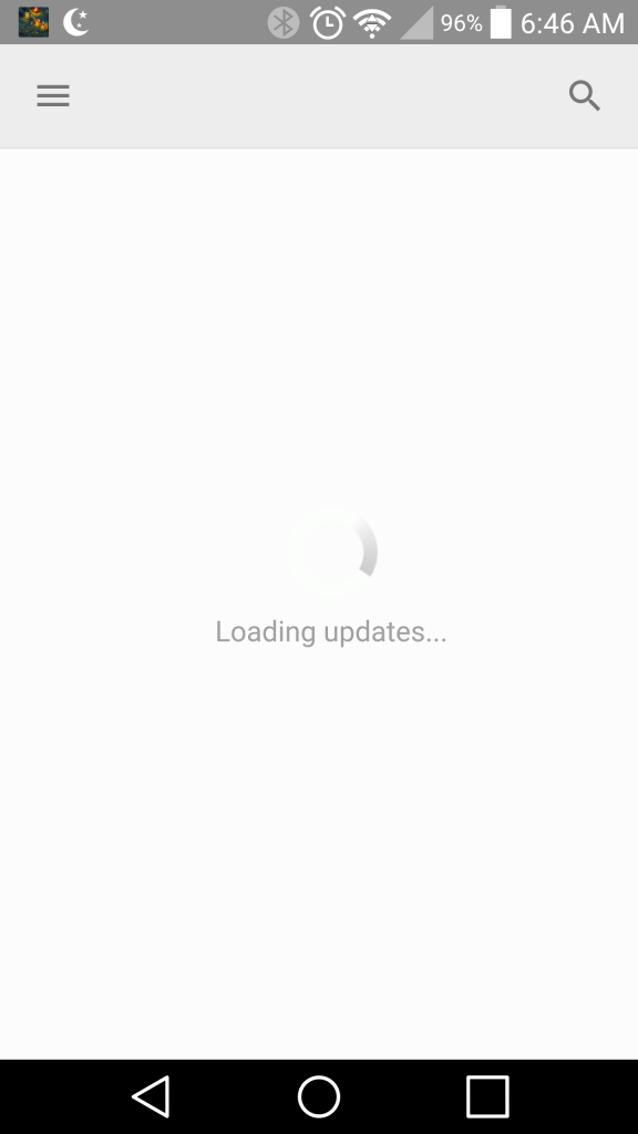 Feedly "loading updates" screen on Android