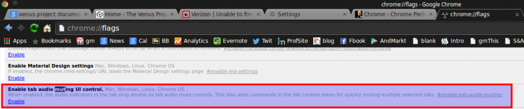 enabling muting of audio in tabs in Google Chrome