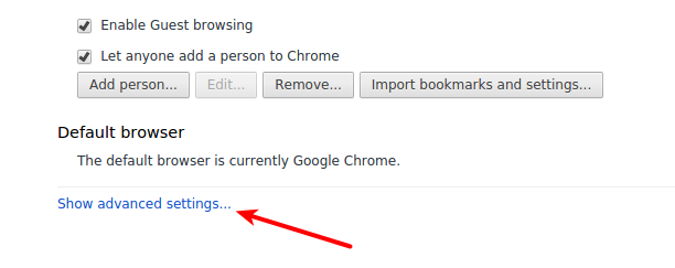 Chrome advanced settings