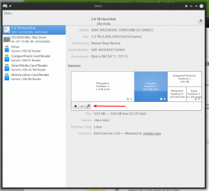 Disks GUI icon highlighted.