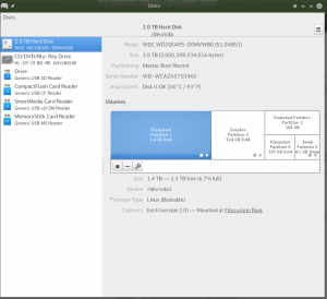 GUI window for Disks.