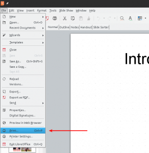 fixing greyed out print dialogue option in LibreOffice
