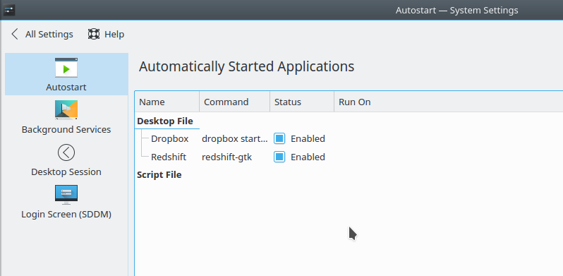 Redshift autostart