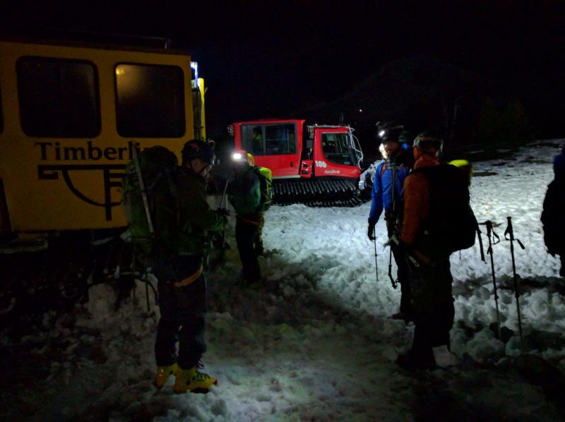 boarding the snowcat