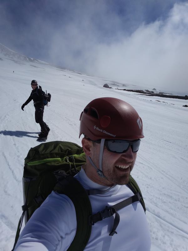 snowboarding off Mt. Hood