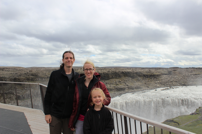 Ryan, Debi, and Toren at Dettifoss