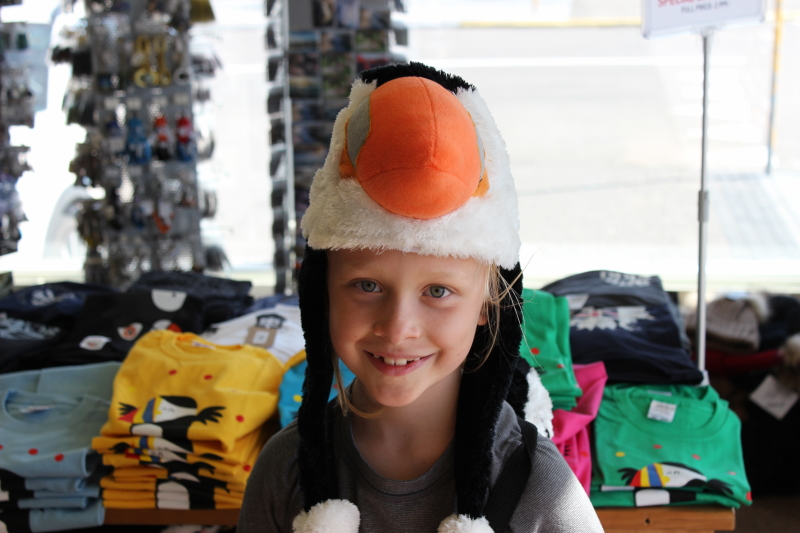 puffin hat in a souvenir shop