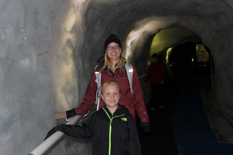 Debi and Toren (with Rosemary in the background) inside the glacier.