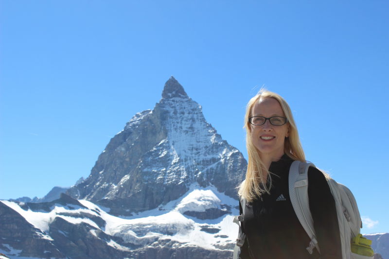 Debi in front of the Matterhorn.