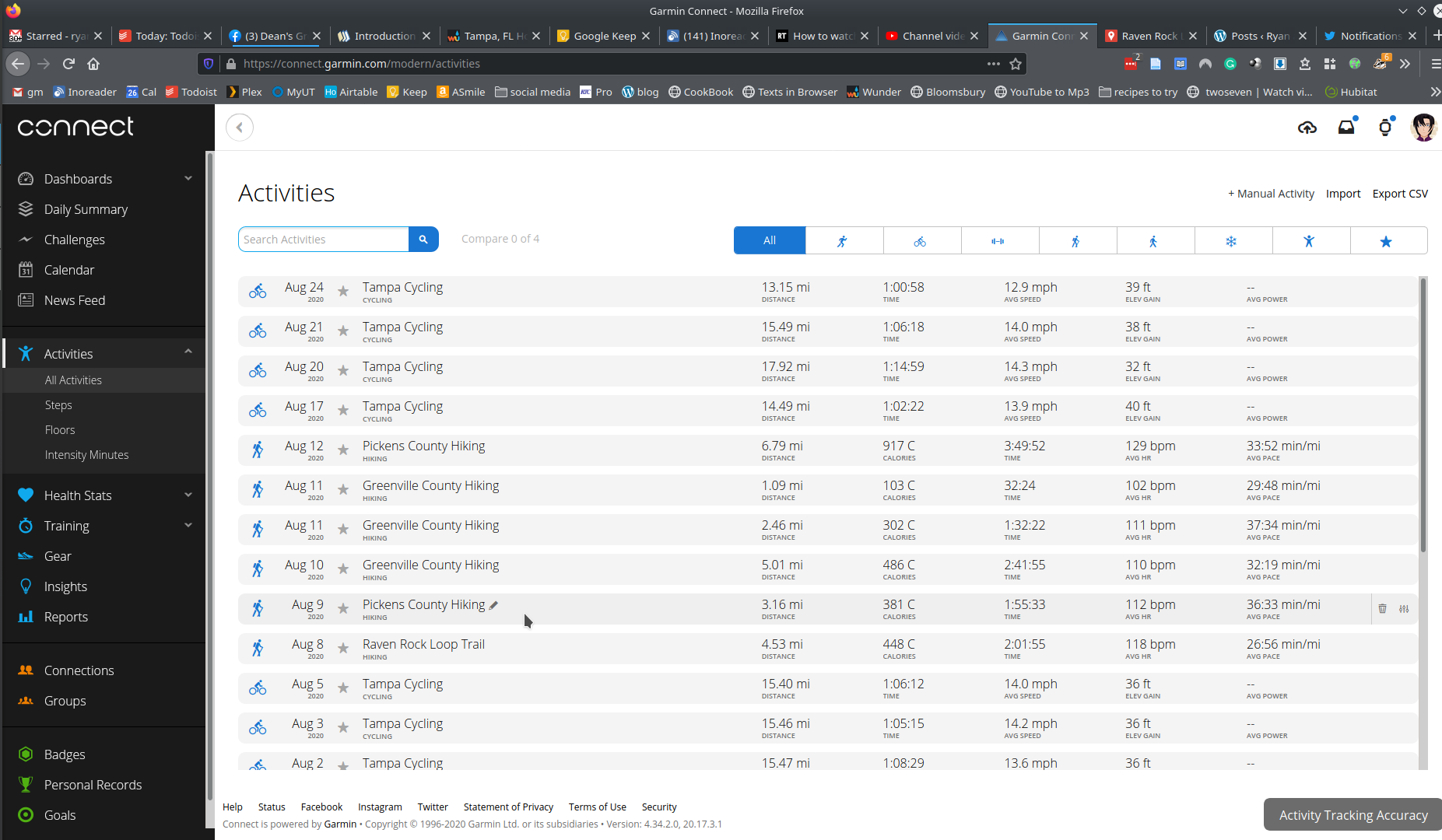 garmin connect export csv