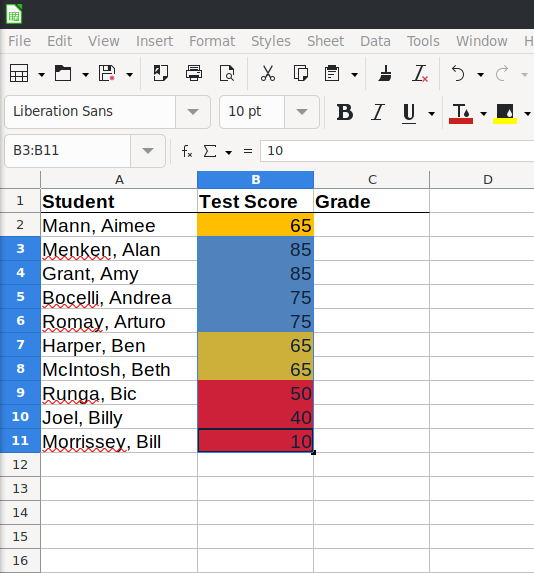 Conditional formatting